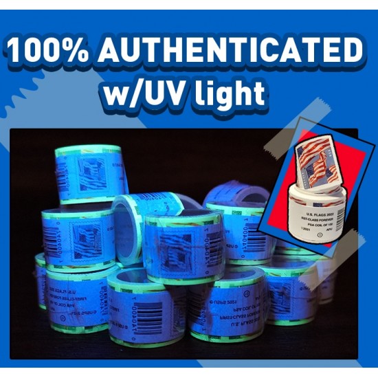 (5) 2022 Forever Stamps US Flag First Class Postage Stamps Coil of 100 PCS/Roll