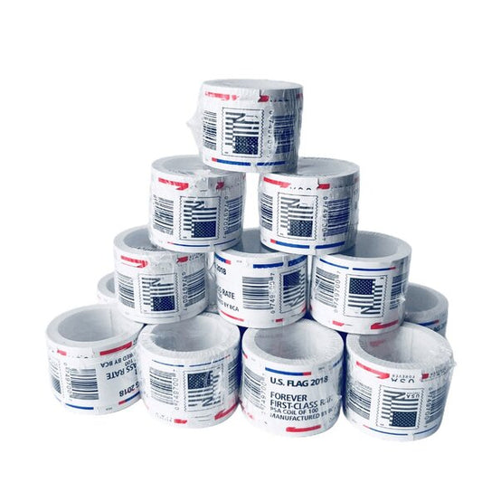 (10) 2017 Forever Stamps US Flag First Class Postage Stamps Coil of 100 PCS/Roll