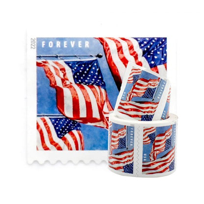 (1000) 2022 Forever Stamps US Flag First Class Postage Stamps Coil of 100 PCS/Roll