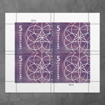 $5 Floral Geometry Stamps - Sheets of 4