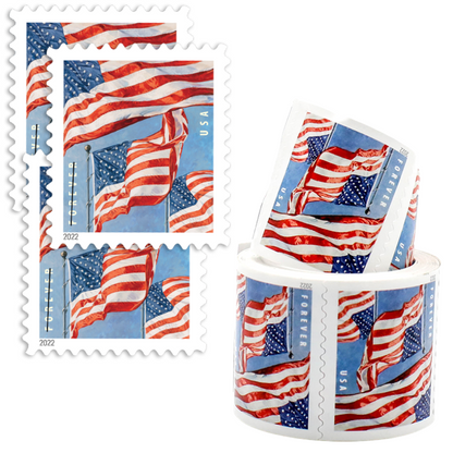 (1000) 2022 Forever Stamps US Flag First Class Postage Stamps Coil of 100 PCS/Roll