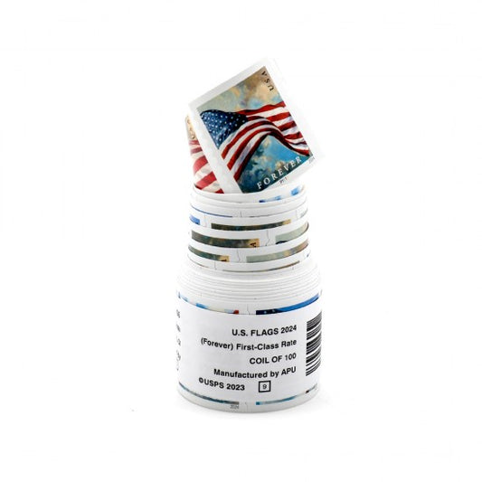 (250) 2024 Forever Stamps US Flag First Class Postage Stamps Coil of 100 PCS/Roll