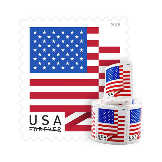 (5) 2018 Forever Stamps US Flag First Class Postage Stamps Coil of 100 PCS/Roll