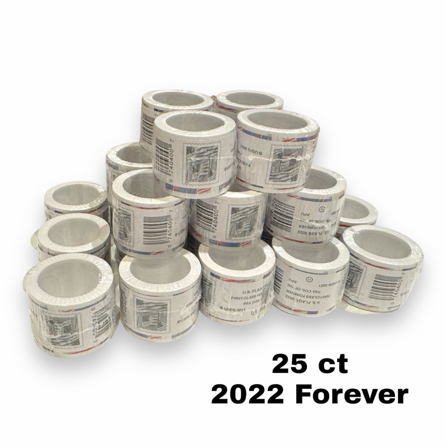 (25) 2022 Forever Stamps US Flag First Class Postage Stamps Coil of 100 PCS/Roll