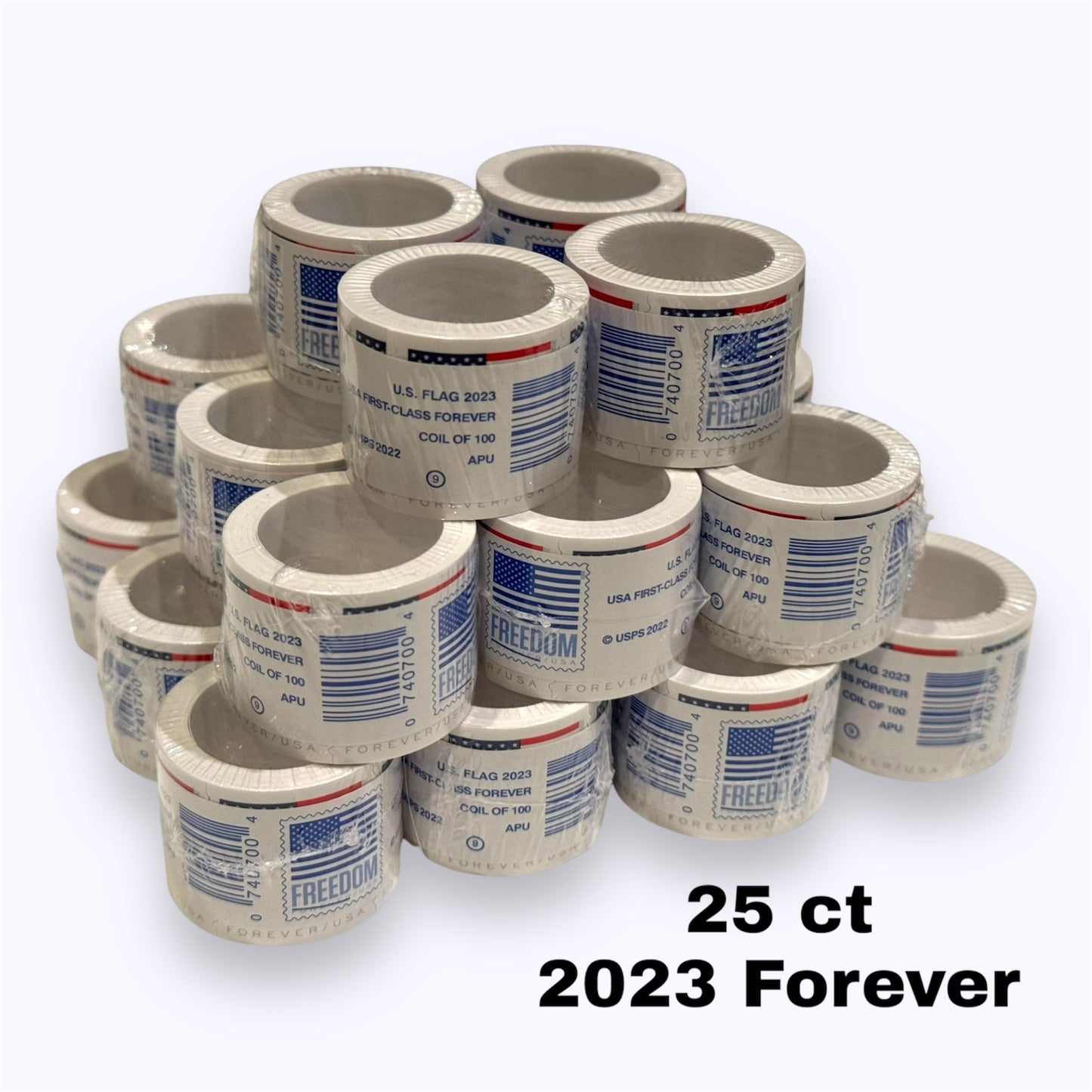 (25) 2023 Forever Stamps US Flag First Class Postage Stamps Coil of 100 PCS/Roll