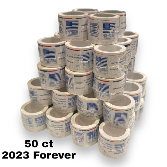(50) 2023 Forever Stamps US Flag First Class Postage Stamps Coil of 100 PCS/Roll