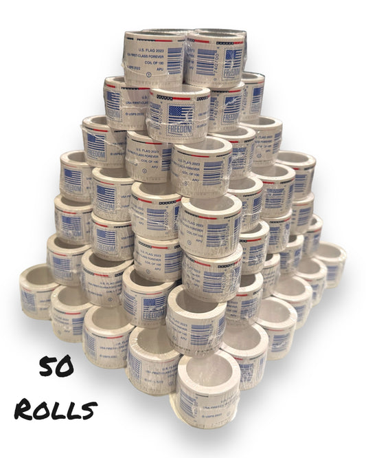 (50) 2024 Forever Stamps US Flag First Class Postage Stamps Coil of 100 PCS/Roll